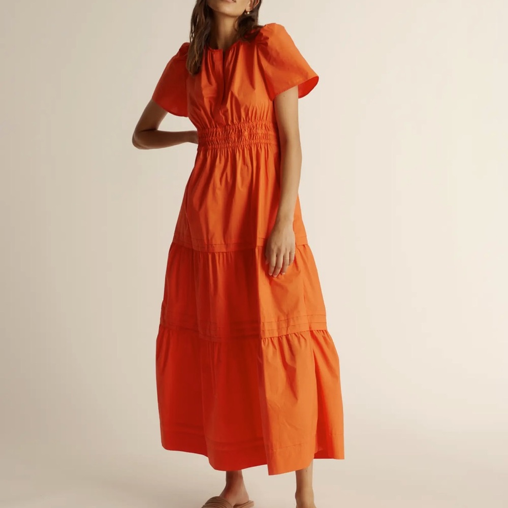 Quince Orange Tiered Maxi Dress